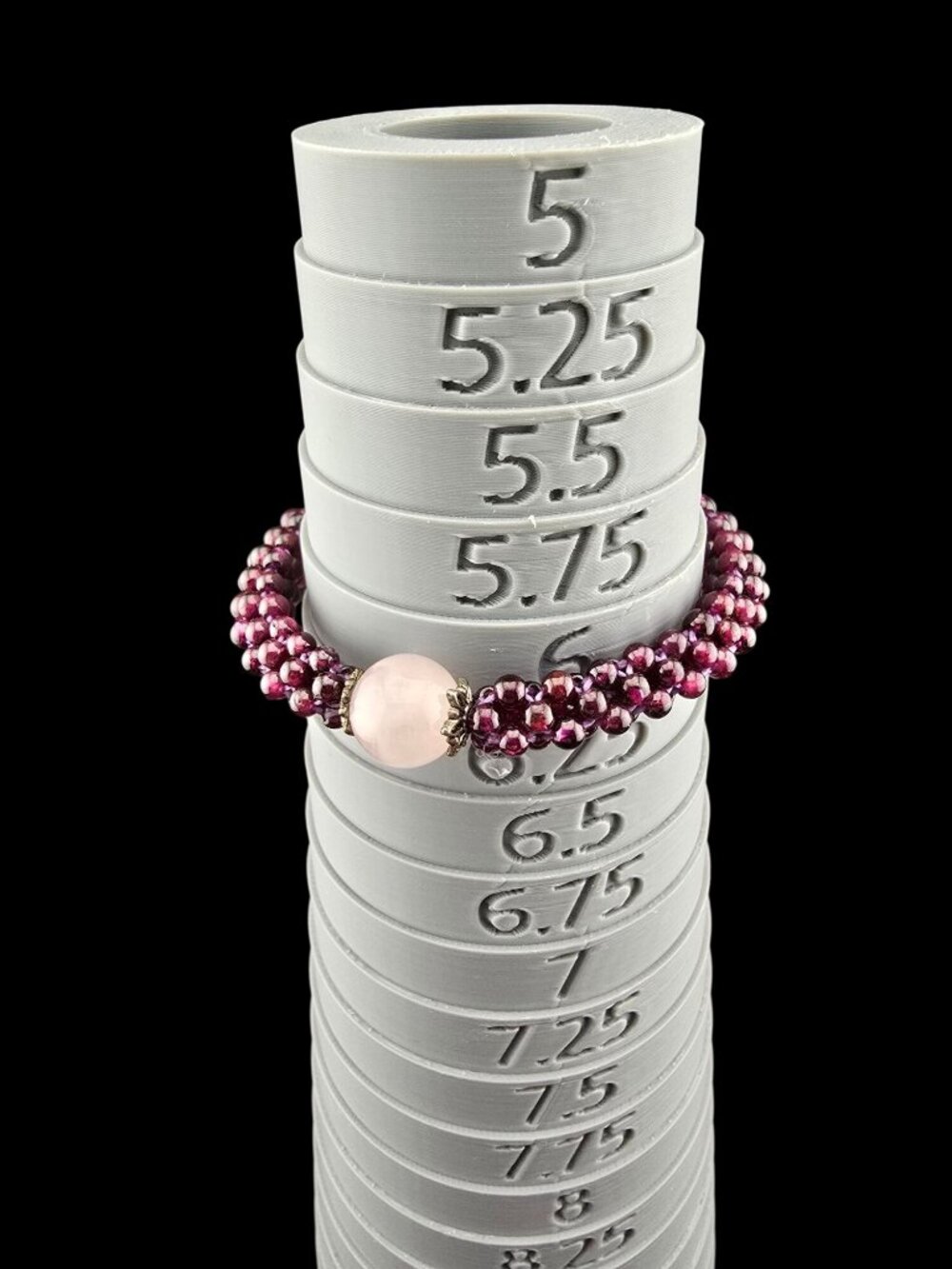 Handmade Garnet & Jadeite Beaded Stretch Bracelet Boho - Picture 3 of 6
